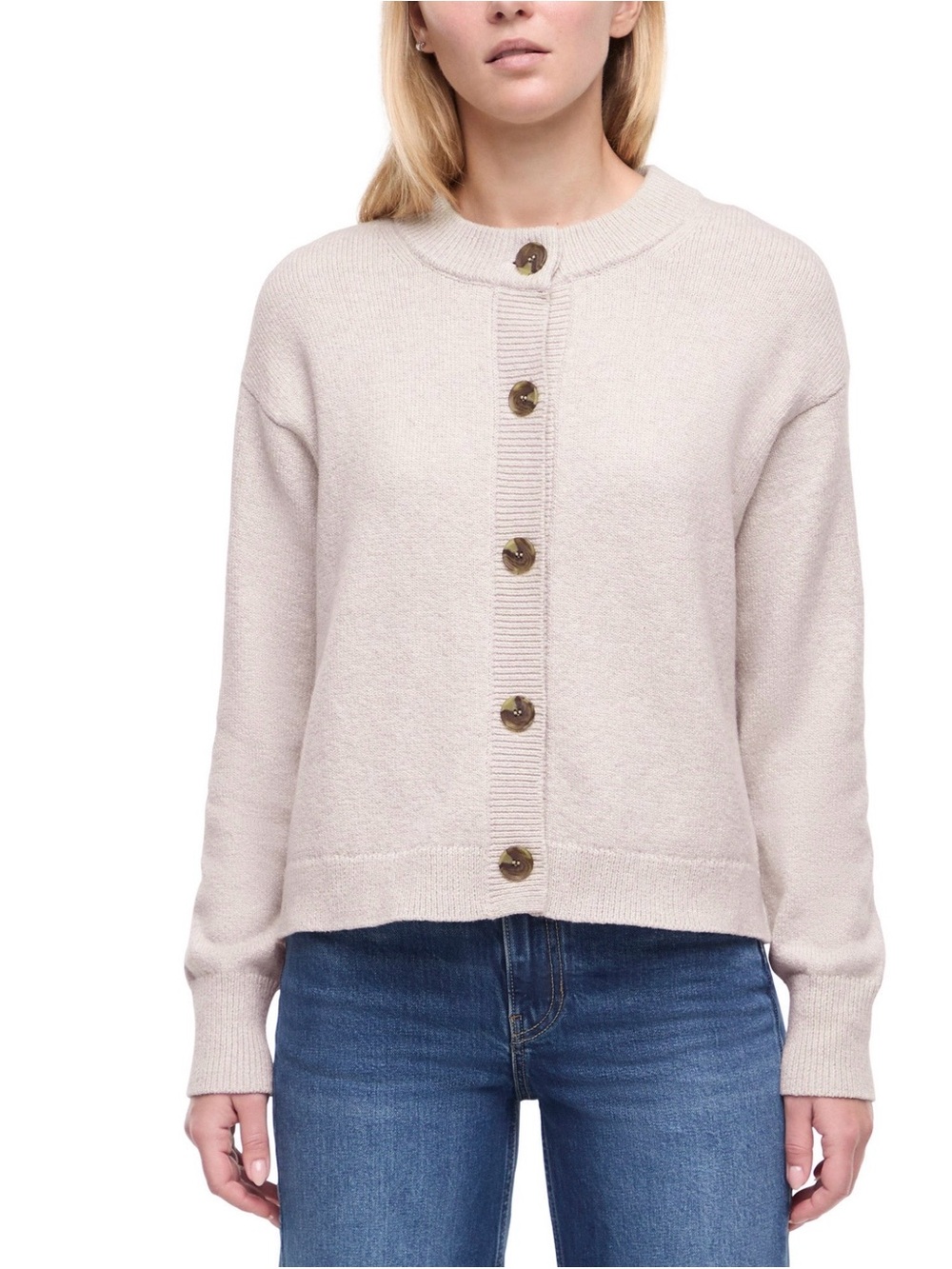 Banana Republic Cream Button-Front Knit Cardigan